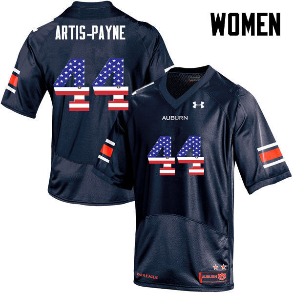 Women's Auburn Tigers #44 Cameron Artis-Payne USA Flag Fashion Navy College Stitched Football Jersey